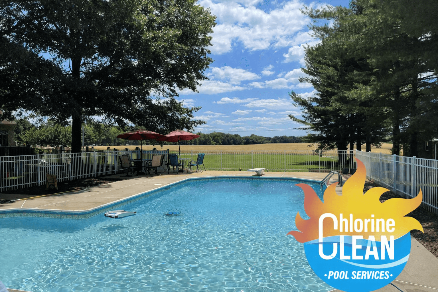 Beautiful crystal clear pool maintained by Chlorine Clean